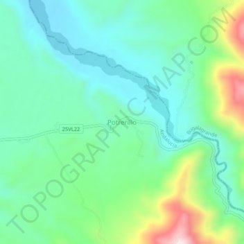 Mapa topográfico Potrerillo, altitud, relieve