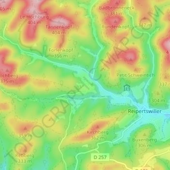 Mapa topográfico Wildenguth, altitud, relieve