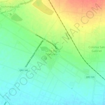 Mapa topográfico Santa María Begoña, altitud, relieve