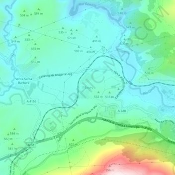 Mapa topográfico Plines, altitud, relieve
