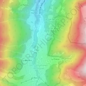 Mapa topográfico Le Champelet Devant, altitud, relieve