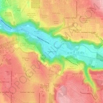 Mapa topográfico Maplewood, altitud, relieve