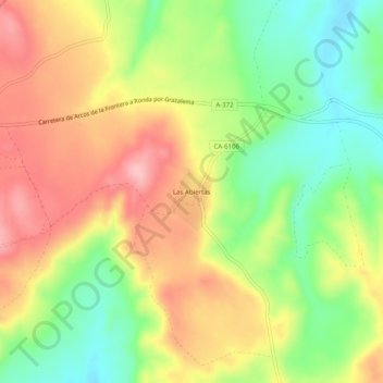 Mapa topográfico Las Abiertas, altitud, relieve