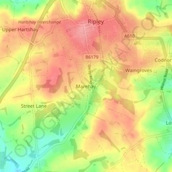 Mapa topográfico Marehay, altitud, relieve