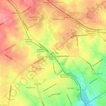 Mapa topográfico Ardmore Park, altitud, relieve