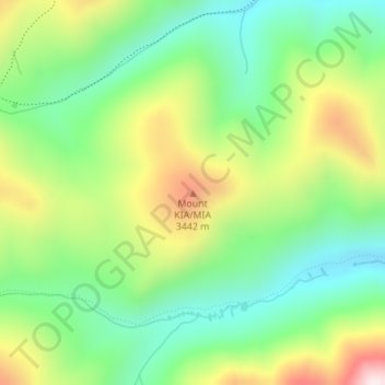 Mapa topográfico Mount KIA/MIA, altitud, relieve