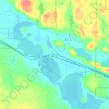 Mapa topográfico Three Lakes, altitud, relieve
