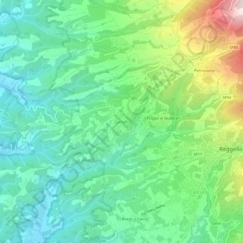 Mapa topográfico Cancelli, altitud, relieve