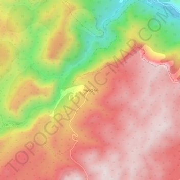 Mapa topográfico Poyotello, altitud, relieve