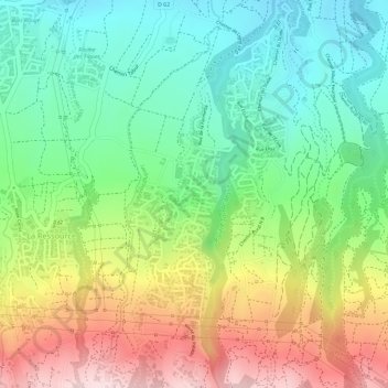Mapa topográfico Ravine Coco, altitud, relieve