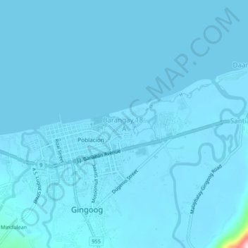 Mapa topográfico Barangay 18-A, altitud, relieve