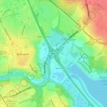 Mapa topográfico Raith Interchange, altitud, relieve