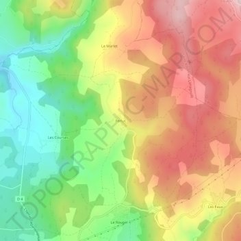 Mapa topográfico Ferluc, altitud, relieve