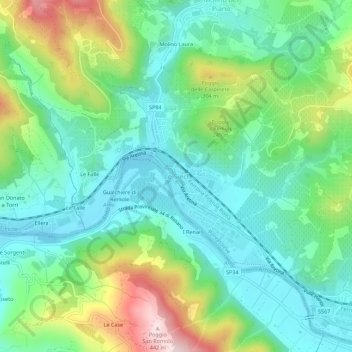 Mapa topográfico Le Sieci, altitud, relieve
