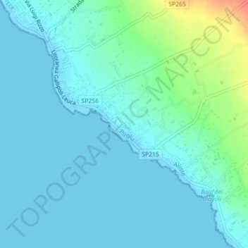 Mapa topográfico Capilungo, altitud, relieve