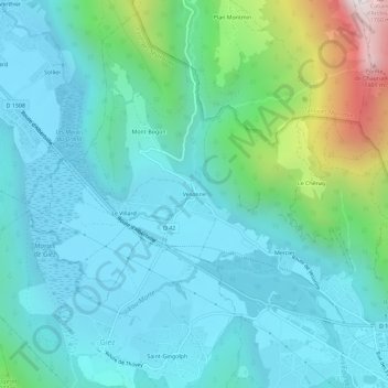 Mapa topográfico Vesonne, altitud, relieve