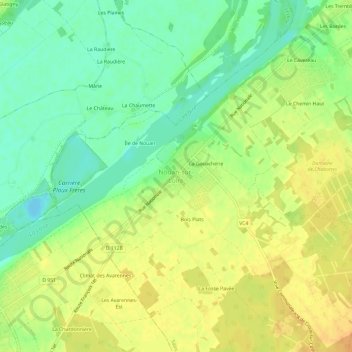 Mapa topográfico Nouan-sur-Loire, altitud, relieve