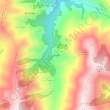 Mapa topográfico Genestaza, altitud, relieve