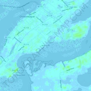 Mapa topográfico Birch Town, altitud, relieve