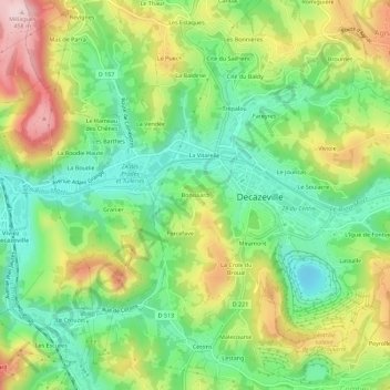 Mapa topográfico Bonissard, altitud, relieve