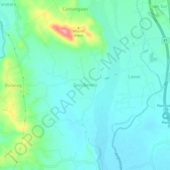 Mapa topográfico Don Benito, altitud, relieve