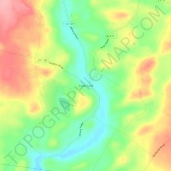 Mapa topográfico Cedar Lake, altitud, relieve