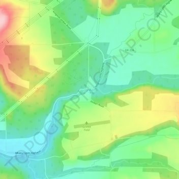Mapa topográfico Jordan, altitud, relieve