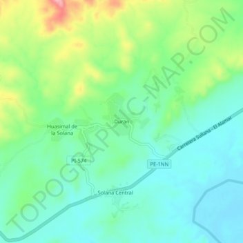 Mapa topográfico Duran, altitud, relieve