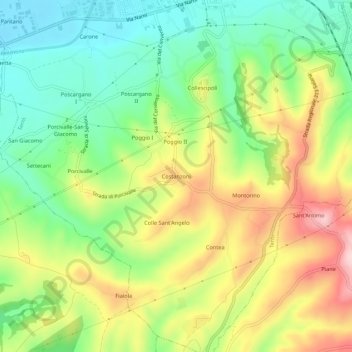 Mapa topográfico Costanzoni, altitud, relieve