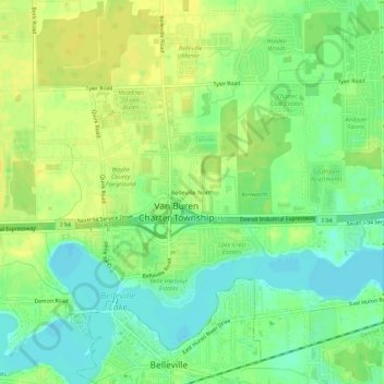 Mapa topográfico Belleville North, altitud, relieve