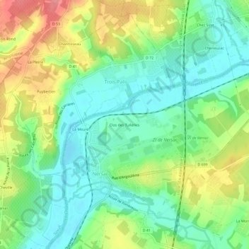 Mapa topográfico Clos des Tuileries, altitud, relieve