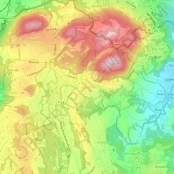 Mapa topográfico Uggiate, altitud, relieve