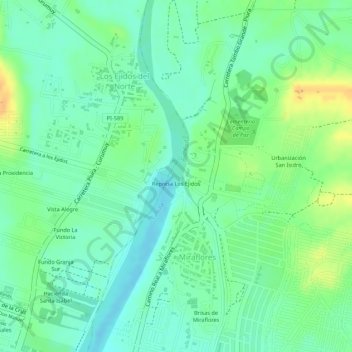 Mapa topográfico Represa Los Ejidos, altitud, relieve