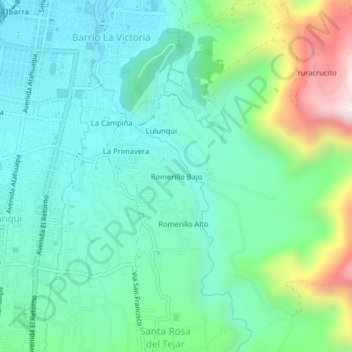 Mapa topográfico Romerillo Bajo, altitud, relieve