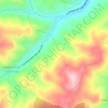 Mapa topográfico Peña Martín, altitud, relieve