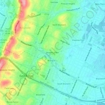 Mapa topográfico Regency Place, altitud, relieve