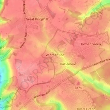 Mapa topográfico Widmer End, altitud, relieve