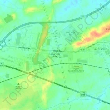 Mapa topográfico Liebys Trailer Park, altitud, relieve