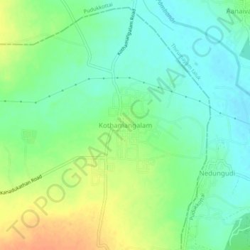 Mapa topográfico Kothamangalam, altitud, relieve