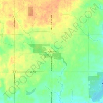 Mapa topográfico Ransom, altitud, relieve