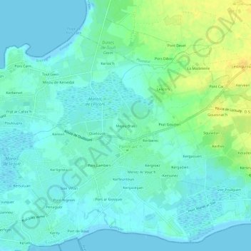 Mapa topográfico Mejou Bras, altitud, relieve