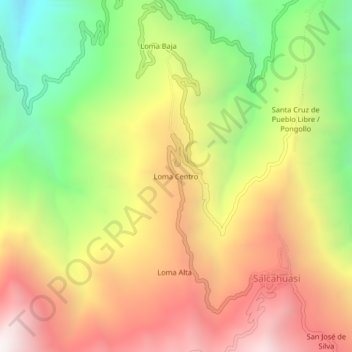 Mapa topográfico Loma Centro, altitud, relieve