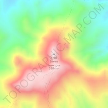 Mapa topográfico Djebel Siroua, altitud, relieve