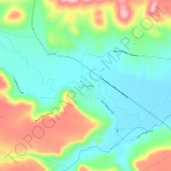 Mapa topográfico Tygh Valley, altitud, relieve