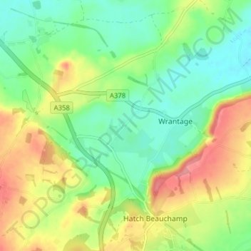 Mapa topográfico Meare Green, altitud, relieve
