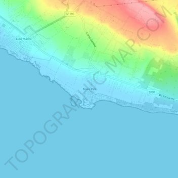 Mapa topográfico Torre Pali, altitud, relieve