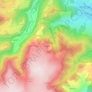 Mapa topográfico Trossagne, altitud, relieve