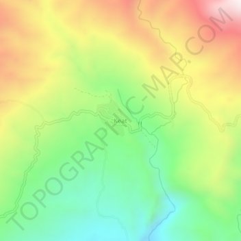 Mapa topográfico Keat, altitud, relieve
