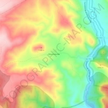 Mapa topográfico Ribarredonda, altitud, relieve