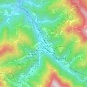 Mapa topográfico Vernante, altitud, relieve